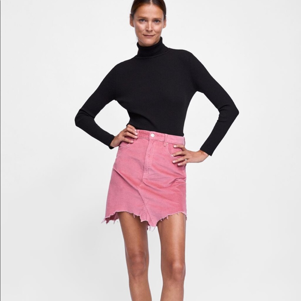Zara Premium Pink Corduroy Mini Skirt
